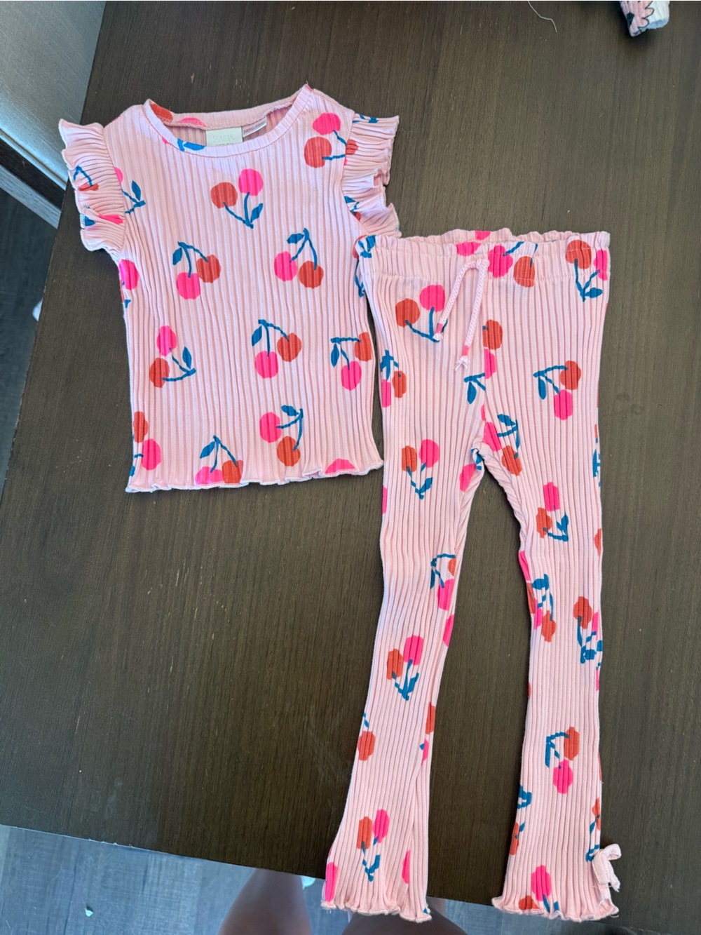 Zara Pink Cherry Ribbed Two-Piece Set